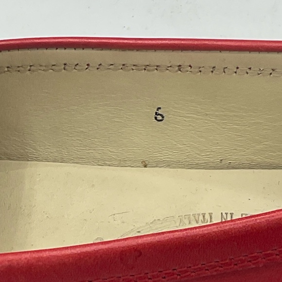 “TOD’S” GOMMINO Red Leather Slip On Driving Style Studded Detail Loafer. - Picture 9 of 16